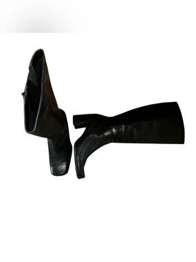 Westies Alexein Black Knee High Boots Women’s Size 8M Leather Zip Block Heel